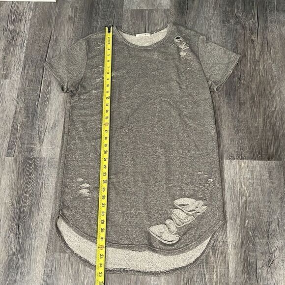 Better Be Grey NWT Distressed Sweatshirt Mini Dress Tunic - fits like M/L - Picture 9 of 11